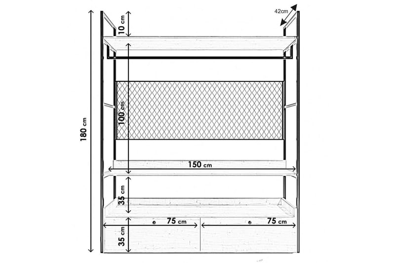 Amerbach Garderob 148x42 cm - Natur - Garderob & garderobssystem