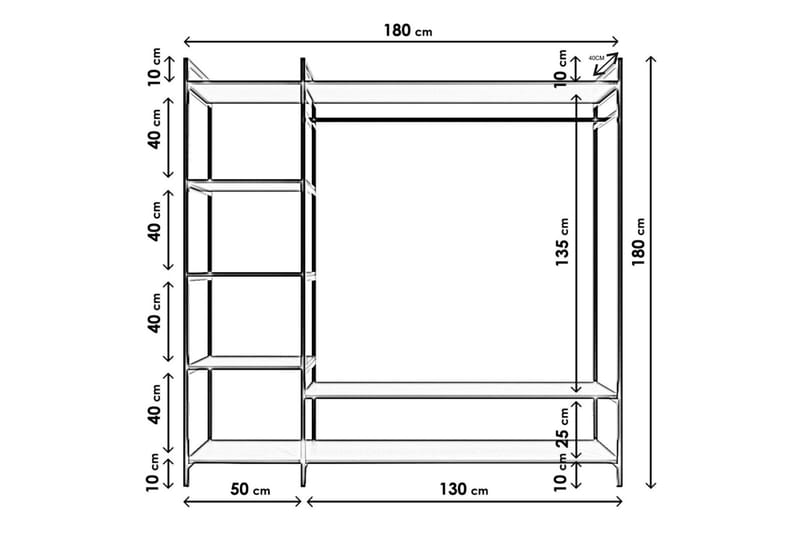 Amerbach Garderob 180x40 cm - Vit - Garderob & garderobssystem