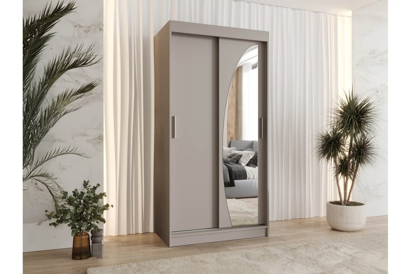 Amira Garderob m. Spegel 100x200 cm - Beige - Förvaring - Klädförvaring - Garderob & garderobssystem