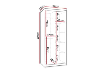 Amira Garderob m. Spegel 100x200 cm - Förvaring - Klädförvaring - Garderob & garderobssystem
