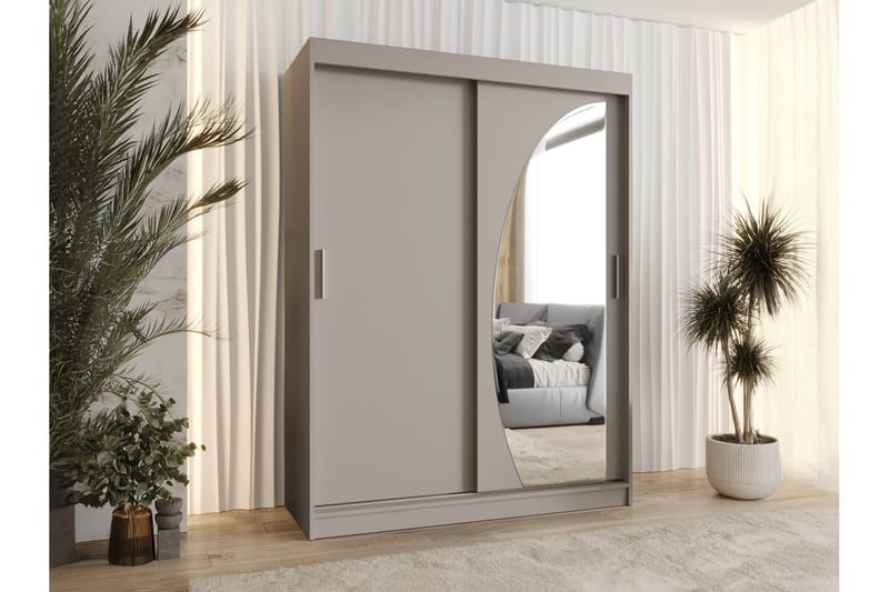 Amira Garderob m. Spegel 150x200 cm - Beige - Förvaring - Klädförvaring - Garderob & garderobssystem