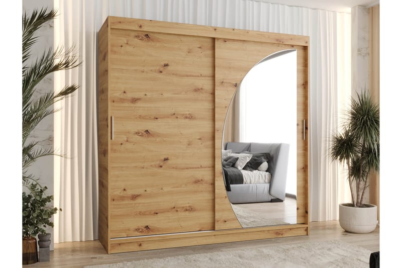 Amira Garderob m. Spegel 200x200 cm - Brun - Förvaring - Klädförvaring - Garderob & garderobssystem