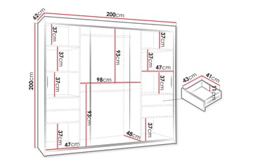 Amira Garderob m. Spegel 200x200 cm - Grå - Förvaring - Klädförvaring - Garderob & garderobssystem