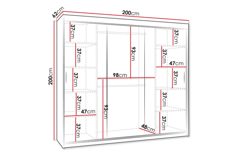 Amira Garderob m. Spegel 200x200 cm - Förvaring - Klädförvaring - Garderob & garderobssystem
