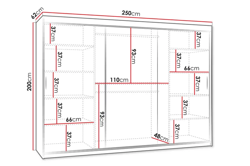 Amira Garderob m. Spegel 250x200 cm - Beige - Förvaring - Klädförvaring - Garderob & garderobssystem