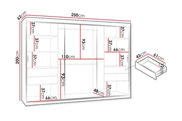 Amira Garderob m. Spegel 250x200 cm - Förvaring - Klädförvaring - Garderob & garderobssystem