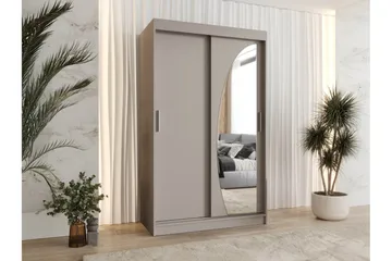 Amira Garderob med Spegel 120 cm i Målat Trä - Greige - Förvaring - Klädförvaring - Garderob & garderobssystem