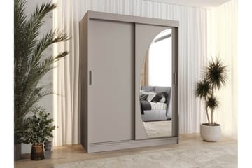 Amira Garderob med Spegel 150x200 cm i Målat Trä - Beige - Förvaring - Klädförvaring - Garderob & garderobssystem
