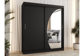 Amira Garderob med Spegel 180x200 cm i Målat Trä - Svart - Förvaring - Klädförvaring - Garderob & garderobssystem