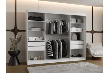 Amira Garderob med Spegel 250x200 cm i Målat Trä - Svart - Förvaring - Klädförvaring - Garderob & garderobssystem
