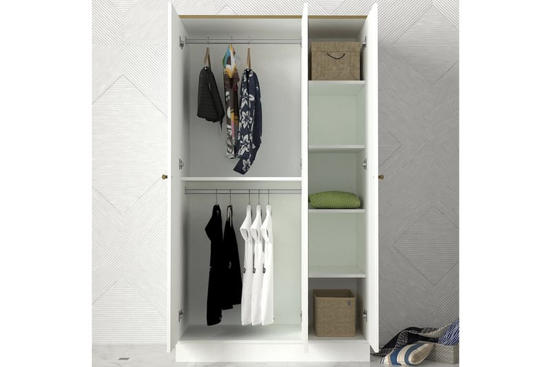 Analynn Garderob 105 cm - Vit|Guld - Garderob & garderobssystem - Klädskåp & fristående garderob