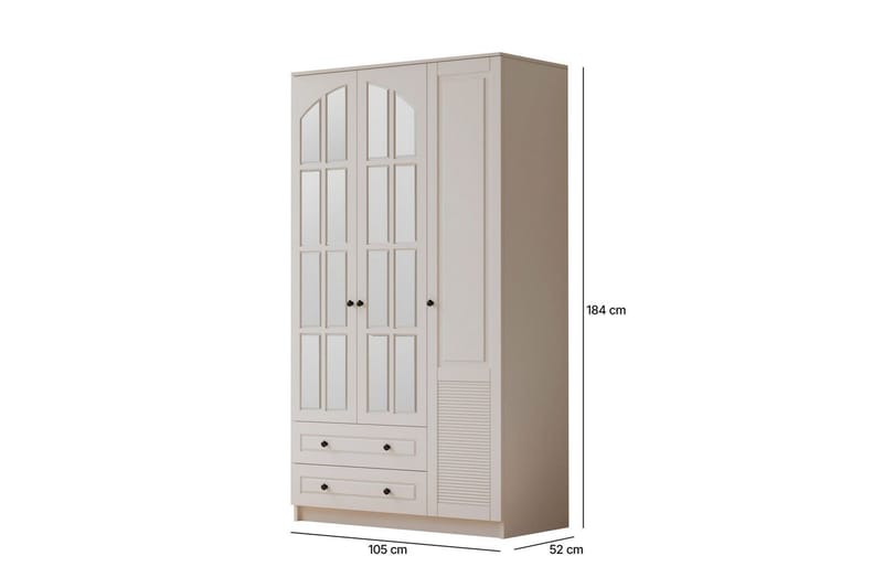 Astrel Garderobsskåp 105x184 cm - Matt Vit - Förvaring - Klädförvaring - Garderob & garderobssystem - Klädskåp & fristående garderob