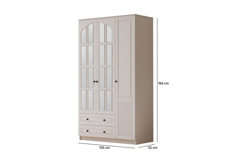 Astrel Garderobsskåp 105x184 cm - Matt Vit - Förvaring - Klädförvaring - Garderob & garderobssystem - Klädskåp & fristående garderob