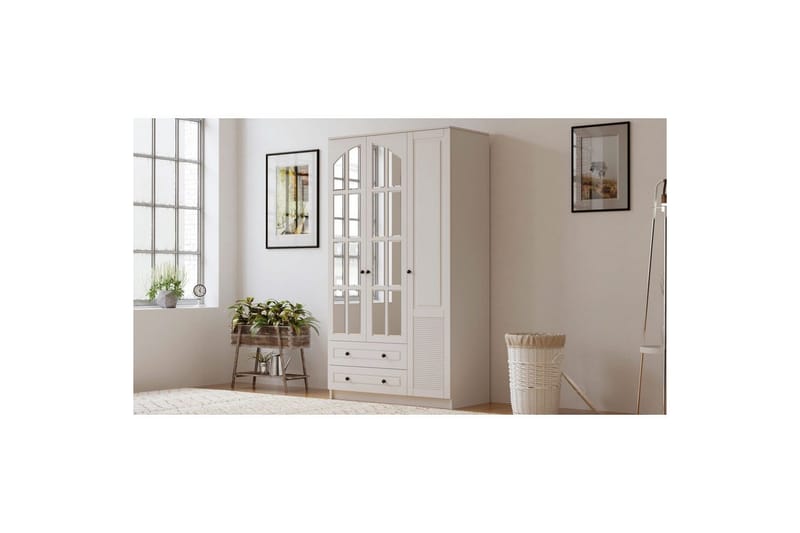 Astrel Garderobsskåp 105x210 cm - Matt Vit - Förvaring - Klädförvaring - Garderob & garderobssystem - Klädskåp & fristående garderob