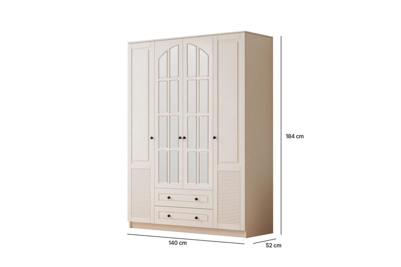 Astrel Garderobsskåp 140x184 cm - Matt Vit - Förvaring - Klädförvaring - Garderob & garderobssystem - Klädskåp & fristående garderob