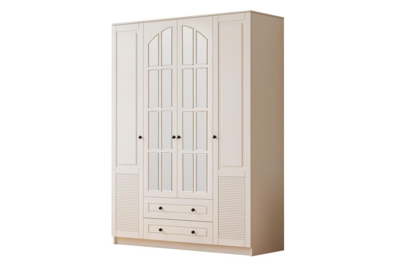 Astrel Garderobsskåp 140x184 cm - Matt Vit - Förvaring - Klädförvaring - Garderob & garderobssystem - Klädskåp & fristående garderob