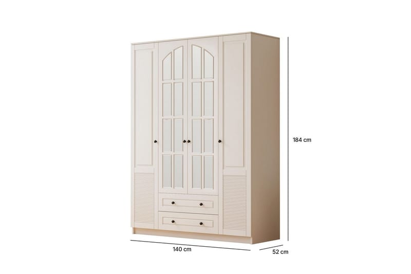 Astrel Garderobsskåp 140x184 cm - Matt Vit - Förvaring - Klädförvaring - Garderob & garderobssystem - Klädskåp & fristående garderob