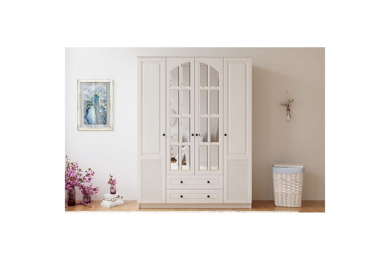 Astrel Garderobsskåp 140x210 cm - Matt Vit - Förvaring - Klädförvaring - Garderob & garderobssystem - Klädskåp & fristående garderob