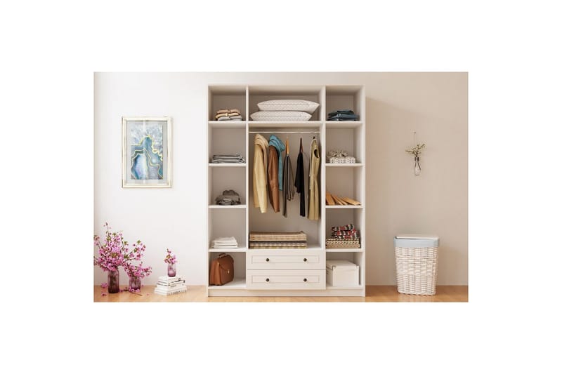 Astrel Garderobsskåp 140x210 cm - Matt Vit - Förvaring - Klädförvaring - Garderob & garderobssystem - Klädskåp & fristående garderob