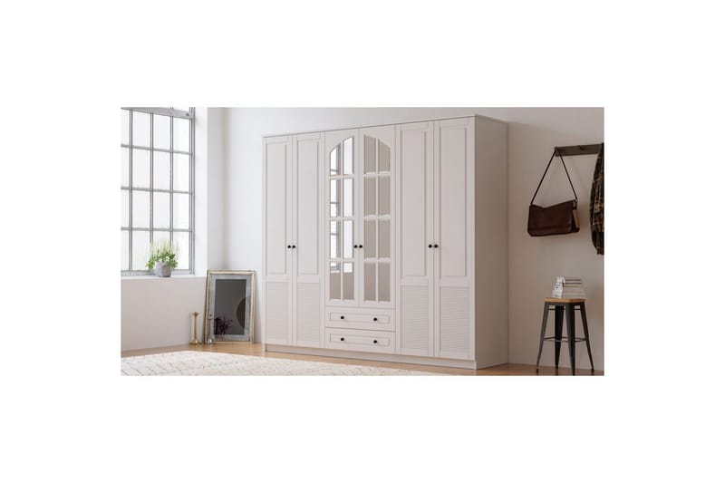 Astrel Garderobsskåp 210x184 cm - Matt Vit - Förvaring - Klädförvaring - Garderob & garderobssystem - Klädskåp & fristående garderob