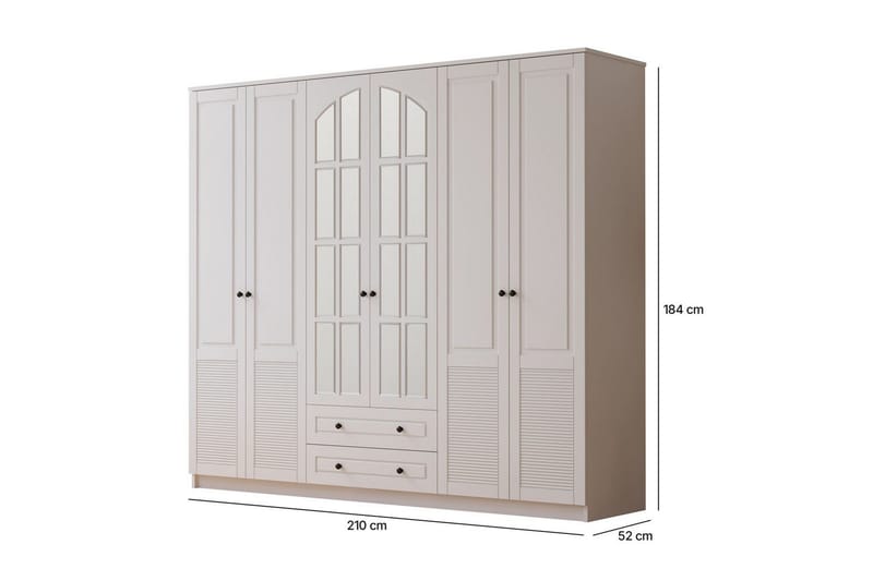 Astrel Garderobsskåp 210x184 cm - Matt Vit - Förvaring - Klädförvaring - Garderob & garderobssystem - Klädskåp & fristående garderob