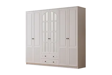 Astrel Garderobsskåp 210x184 cm - Matt Vit - Förvaring - Klädförvaring - Garderob & garderobssystem - Klädskåp & fristående garderob