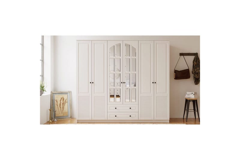 Astrel Garderobsskåp 210x210 cm - Matt Vit - Förvaring - Klädförvaring - Garderob & garderobssystem - Klädskåp & fristående garderob