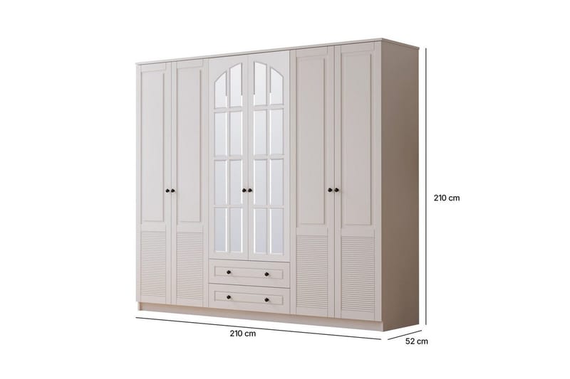 Astrel Garderobsskåp 210x210 cm - Matt Vit - Förvaring - Klädförvaring - Garderob & garderobssystem - Klädskåp & fristående garderob