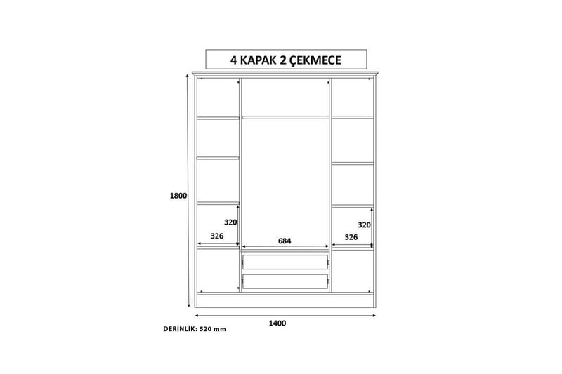 Auric Garderob 140x180 cm - Matt Vit - Förvaring - Klädförvaring - Garderob & garderobssystem