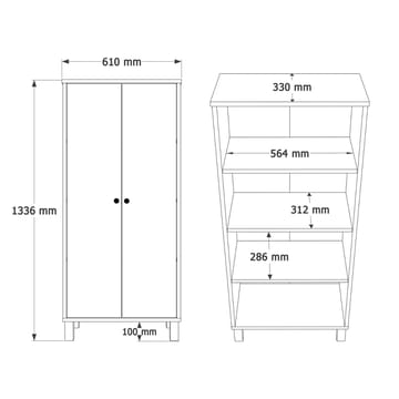 Avero Multifunktionsskåp 61x133,6x33 cm - Vit och ek - Förvaring - Klädförvaring - Garderob & garderobssystem - Klädskåp & fristående garderob