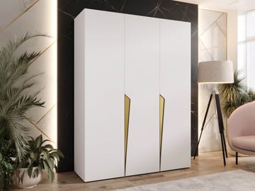 Barile Garderob 150 cm - Vit med gulddetaljer - Förvaring - Klädförvaring - Garderob & garderobssystem - Klädskåp & fristående garderob