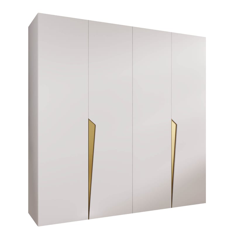 Barile Garderob 200 cm, Vit/guld