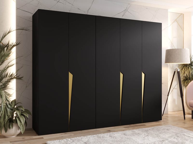 Barile Garderob 250 cm - Svart/guld - Förvaring - Klädförvaring - Garderob & garderobssystem - Klädskåp & fristående garderob