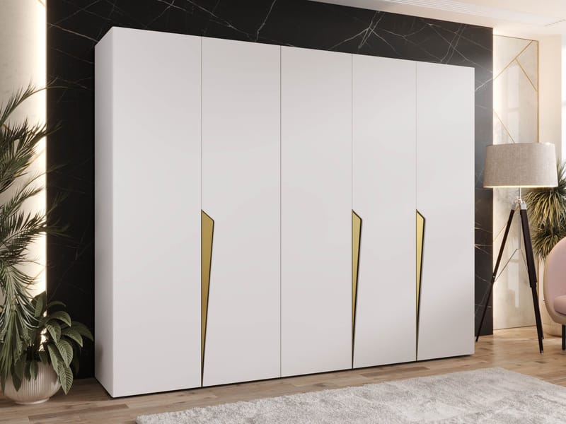 Barile Garderob 250 cm - Vit och guld - Förvaring - Klädförvaring - Garderob & garderobssystem - Klädskåp & fristående garderob
