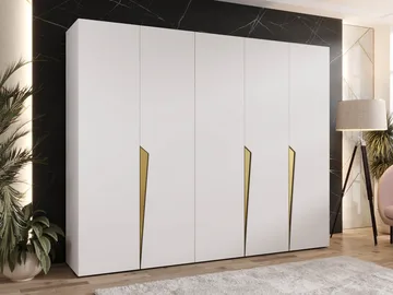 Barile Garderob 250 cm - Vit/guld - Förvaring - Klädförvaring - Garderob & garderobssystem - Klädskåp & fristående garderob