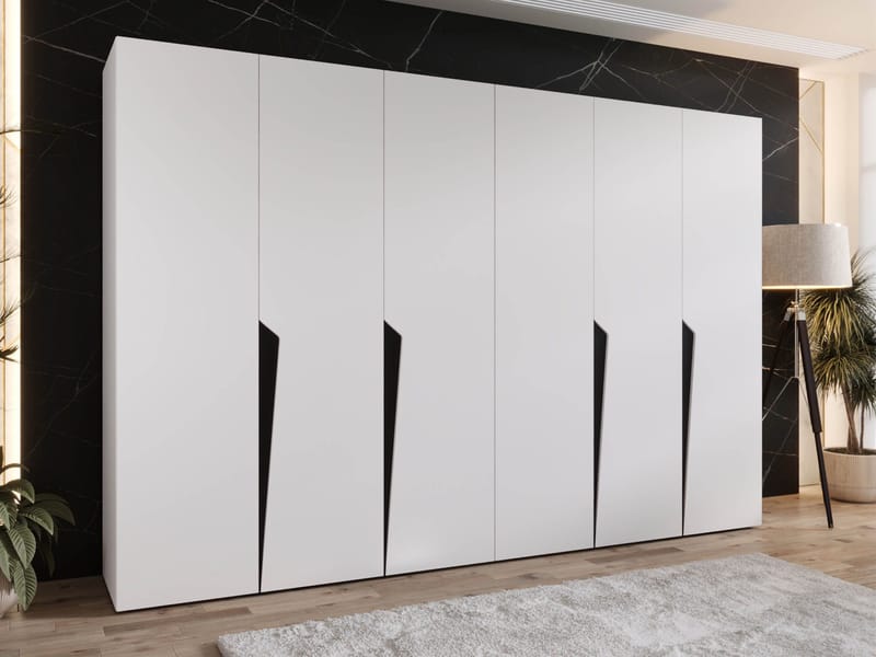 Barile Garderob 300 cm - vit, svart - Förvaring - Klädförvaring - Garderob & garderobssystem