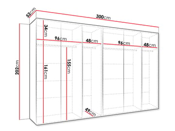 Barile Garderob 300 cm - vit/guld - Förvaring - Klädförvaring - Garderob & garderobssystem