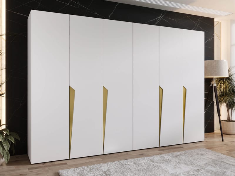 Barile Garderob 300 cm - vit/guld - Förvaring - Klädförvaring - Garderob & garderobssystem