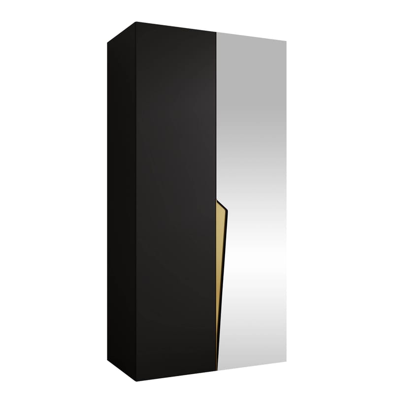 Barile Garderob med spegel 100 cm, Svart/guld