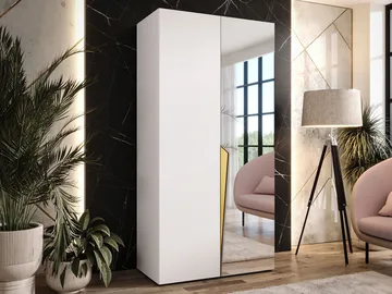 Barile Garderob med spegel 100 cm - Vit/guld - Förvaring - Klädförvaring - Garderob & garderobssystem