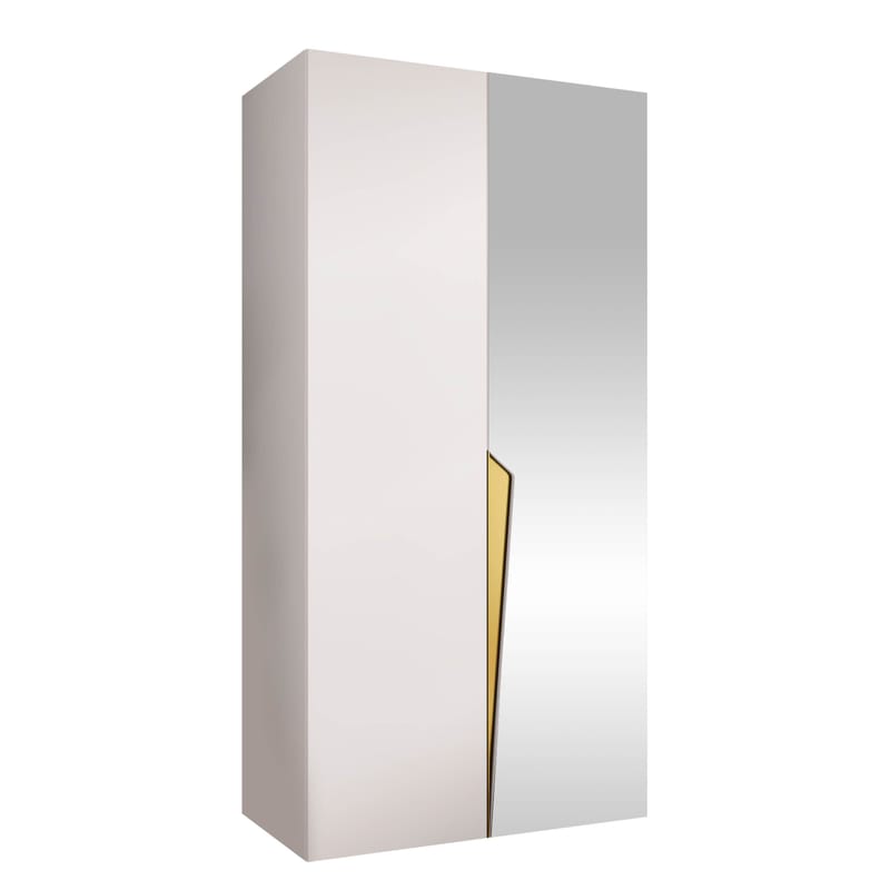Barile Garderob med spegel 100 cm, Vit/guld