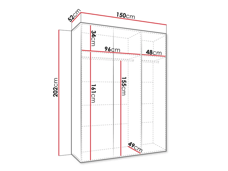 Barile Garderob med spegel 150 cm - kashmir / guld - Förvaring - Klädförvaring - Garderob & garderobssystem