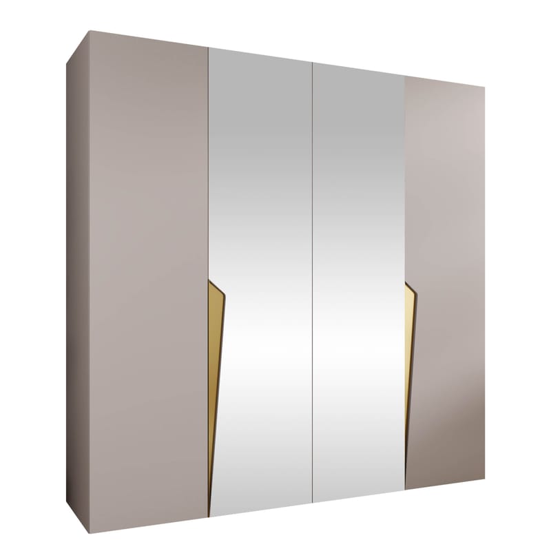 Barile Garderob med spegel 200 cm, cashmere/guld