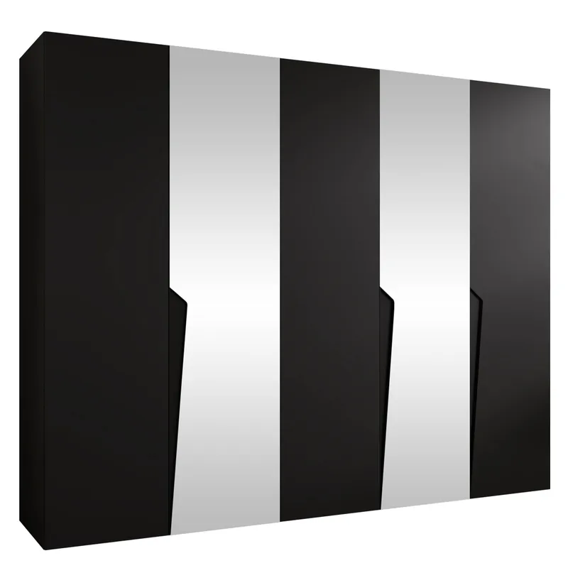 Barile Garderob med spegel 250 cm, Svart