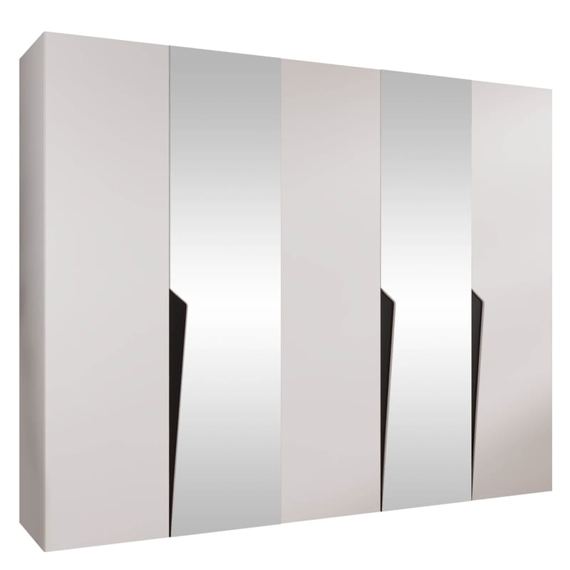 Barile Garderob med spegel 250 cm, Vit/Svart/Speglad
