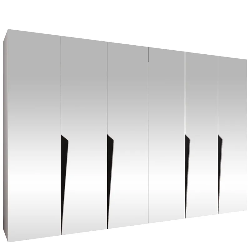 Barile Garderob med spegel 300 cm - vit - Förvaring - Klädförvaring - Garderob & garderobssystem - Klädskåp & fristående garderob