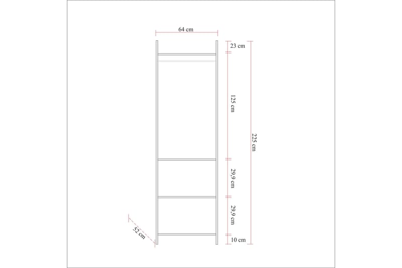Batler Garderob 52x64 11 Hyllor 1 Dörr - Natur - Förvaring - Klädförvaring - Garderob & garderobssystem