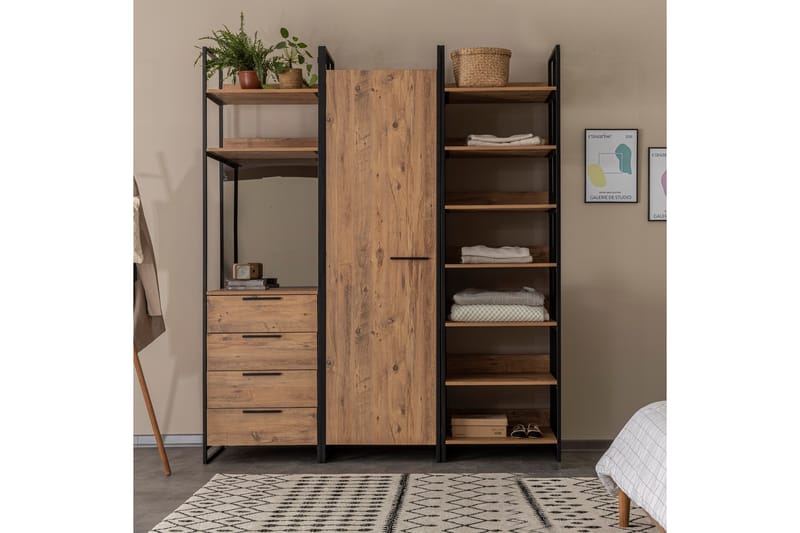 Batler Garderob 52x64 4 Skåp 1 Dörr - Natur - Förvaring - Klädförvaring - Garderob & garderobssystem