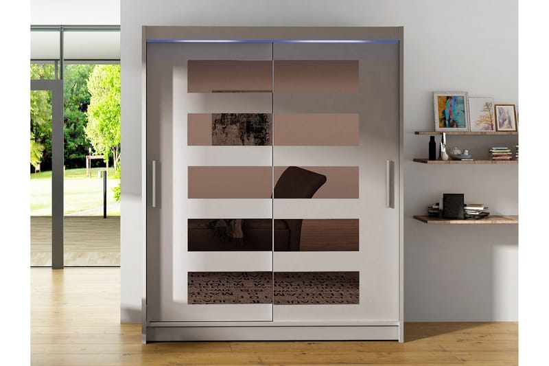 Bay Garderob m. Spegel 150x200 cm - Beige - Förvaring - Klädförvaring - Garderob & garderobssystem