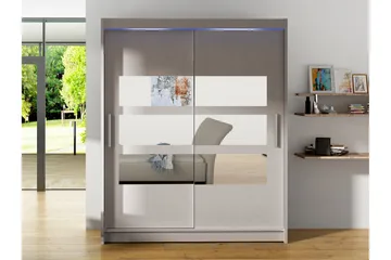 Bay Garderob m. Spegel 150x200 cm - Beige - Förvaring - Klädförvaring - Garderob & garderobssystem